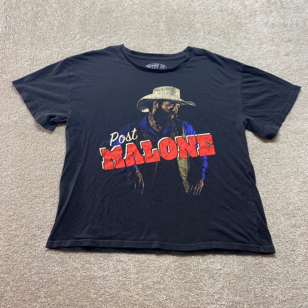 Post Malone‎ Shirt Womens 2X Large Black Cowboy Concert Tour Graphic Tee